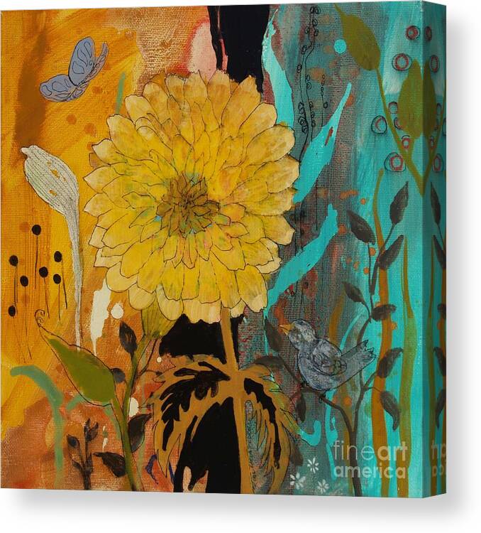 Yellow Flower Canvas Print featuring the painting Big Yella by Robin Pedrero
