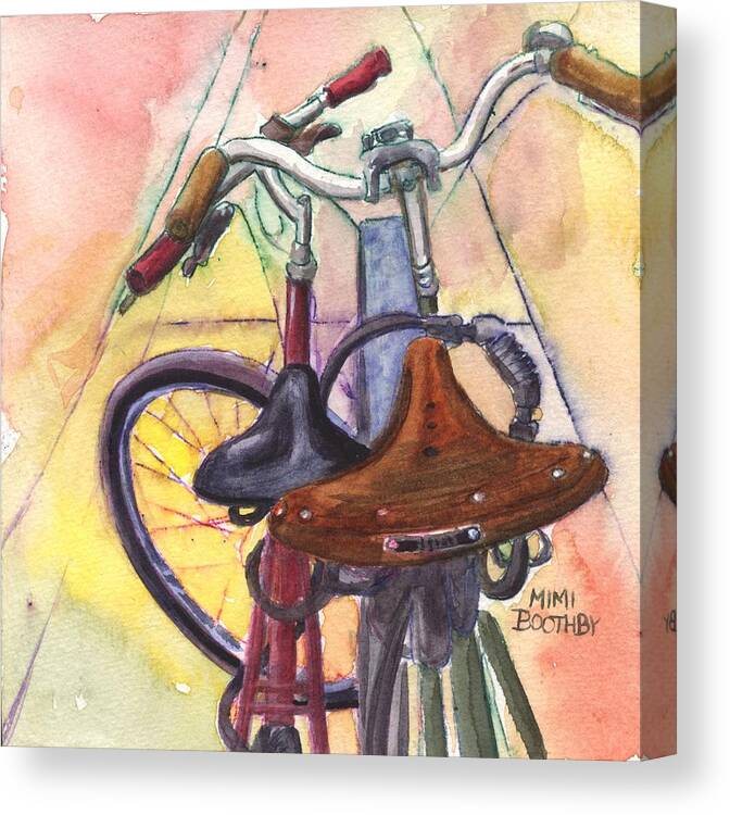  Canvas Print featuring the painting Bike Love by Mimi Boothby