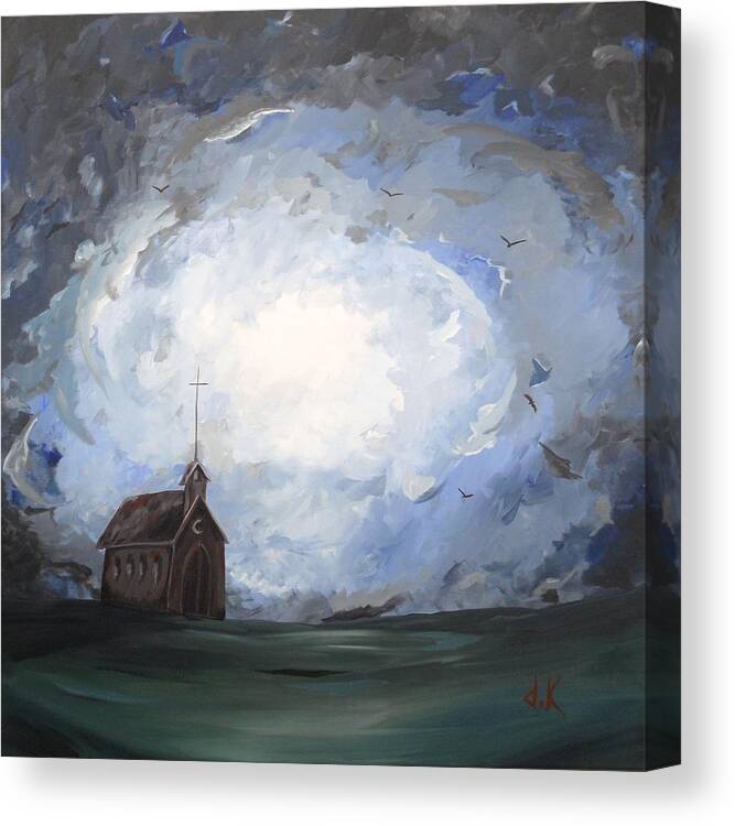 Church Canvas Print featuring the painting Birds that Pray by David Keenan