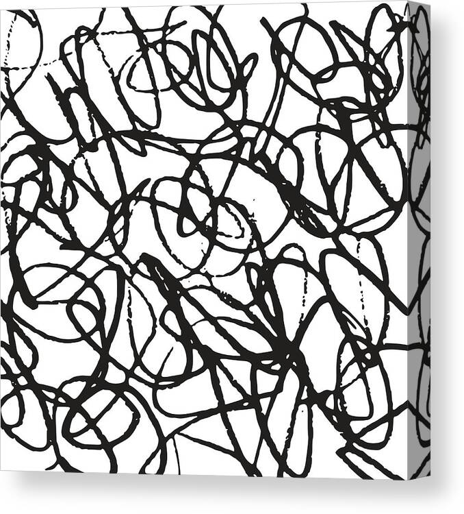 Confusion Canvas Print featuring the digital art Black And White Abstract Scribble by Daz2d