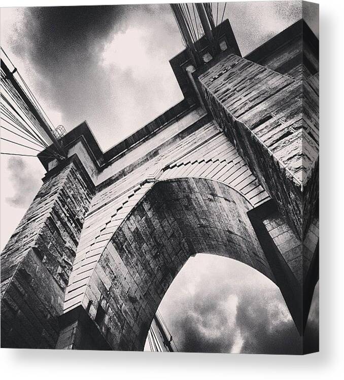 Bridge Canvas Print featuring the photograph #blackandwhite #brooklynbridge #bridge by Tony Sinisgalli