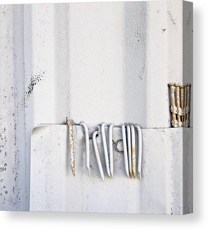 Mla_mnml Canvas Print featuring the photograph Bent Nails by Julie Gebhardt