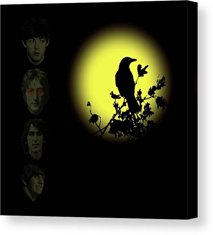 Blackbird Canvas Print featuring the mixed media Blackbird Singing in the Dead of Night by David Dehner