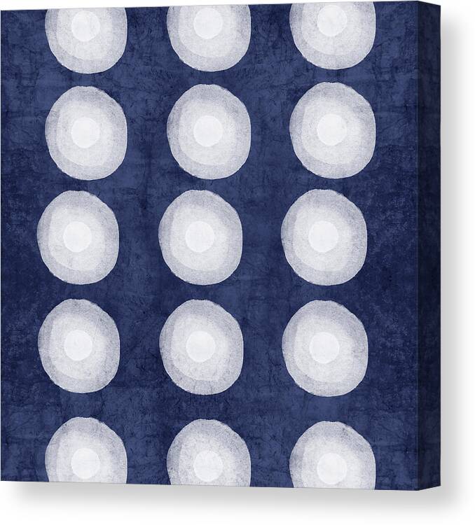 Blue Canvas Print featuring the painting Blue and White Shibori Balls by Linda Woods