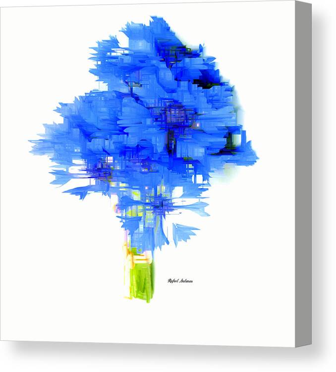 Blue Canvas Print featuring the digital art Blue Flower Bouquet by Rafael Salazar