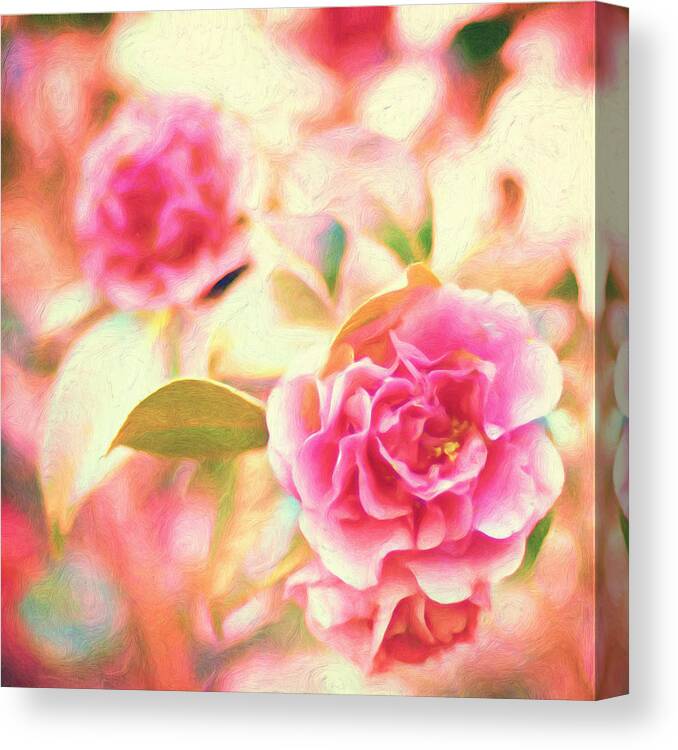 Blush Roses Texture Painting Canvas Print featuring the painting Blush Strokes by Joel Olives