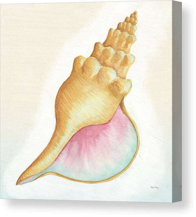 Blue Canvas Print featuring the painting Boardwalk Conch by Elyse Deneige