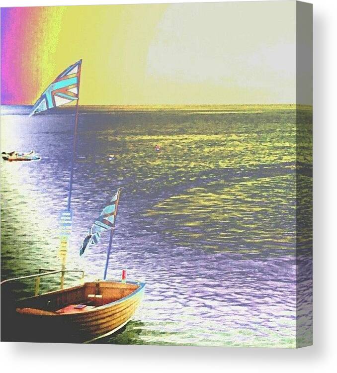 Art Canvas Print featuring the photograph #boat #boss #ocean #rainbows #art by Candy Floss Happy