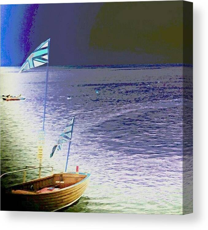 Evening Canvas Print featuring the photograph Boat #england #english #flag #sail #sea by Candy Floss Happy