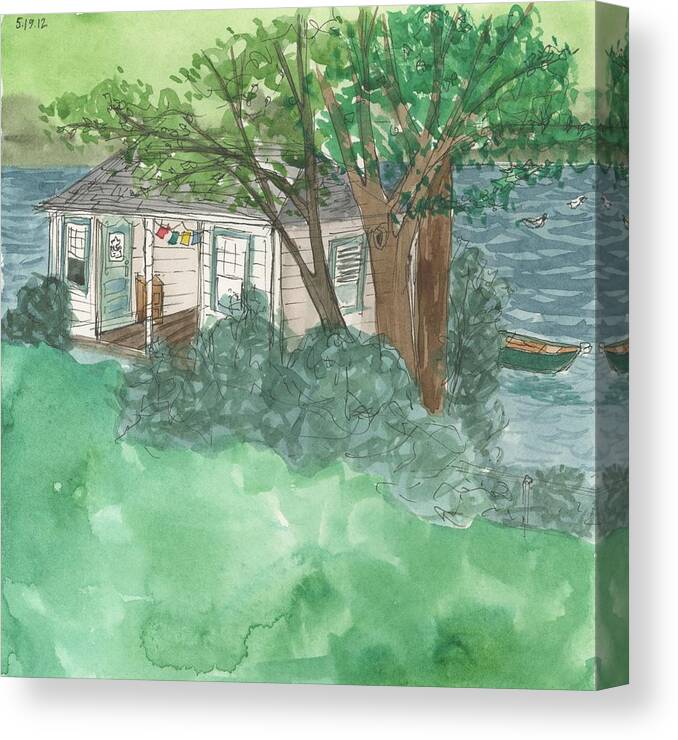  Canvas Print featuring the painting Boathouse at Ananda by Jennifer Mazzucco