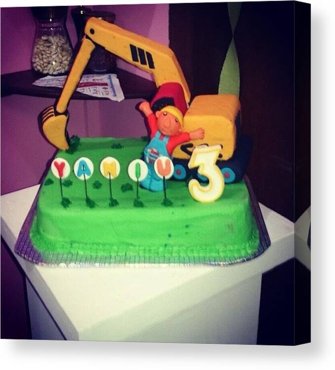 Buttercake Canvas Print featuring the photograph #bobthebuilder #excavator #buttercream by Ayna Ahmed