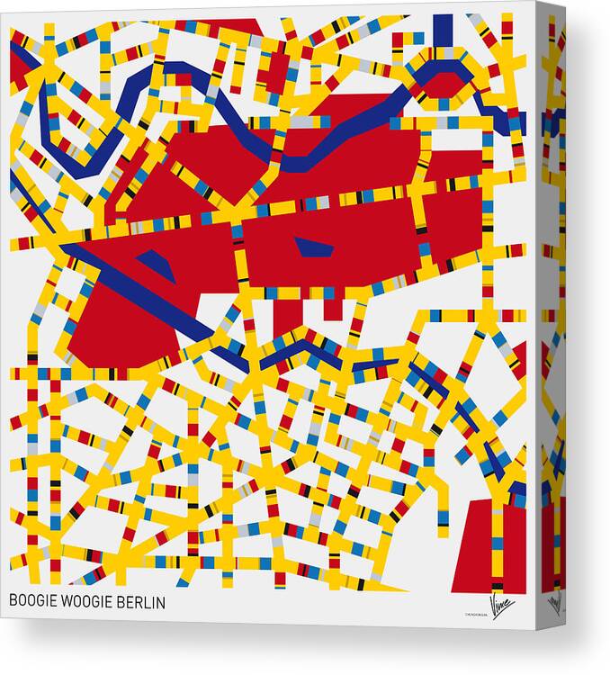 Minimal Canvas Print featuring the digital art Boogie Woogie Berlin by Chungkong Art