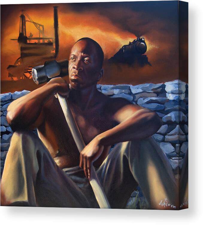 John Henry Canvas Print featuring the painting Born with a Hammer by Jerome White