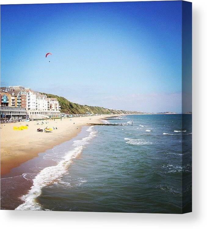 Canvas Print featuring the photograph Boscombe Beach, Dorset by DJ Minelli
