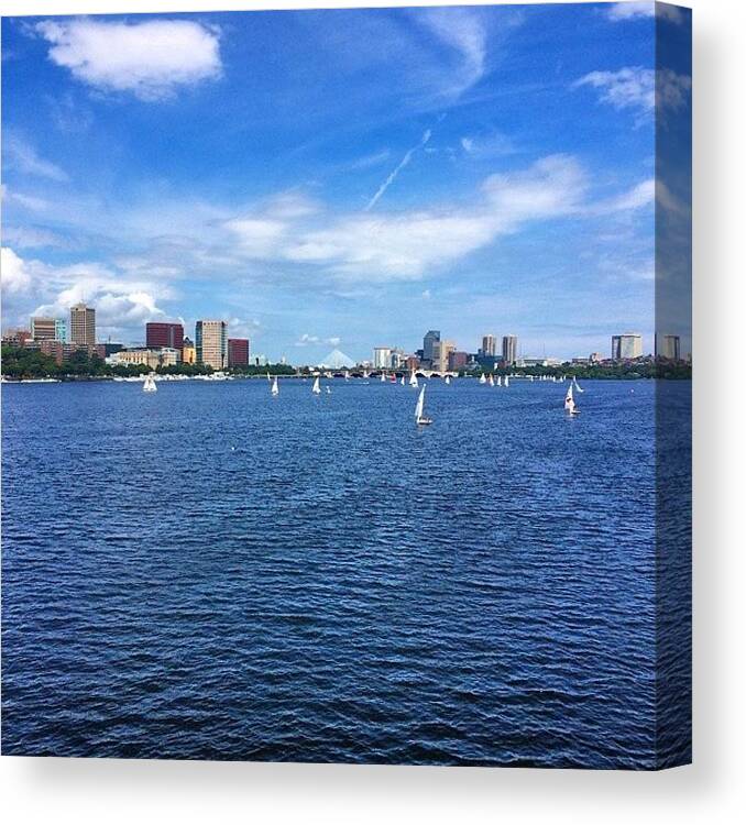 Cambridge Canvas Print featuring the photograph #boston #cambridge #harvard #water by Shawn Hope
