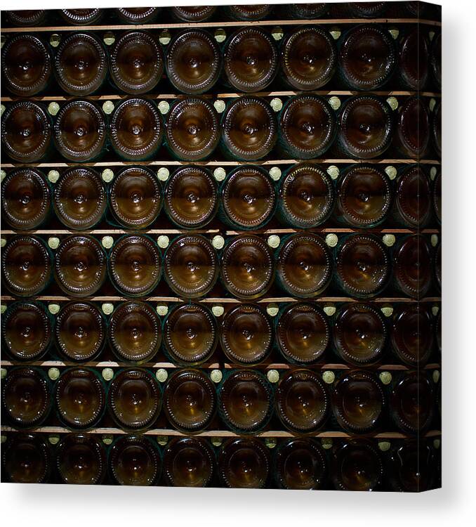 Francacorta Canvas Print featuring the photograph Bottles. Ca del Bosco winery. Franciacorta DOCG by Jouko Lehto