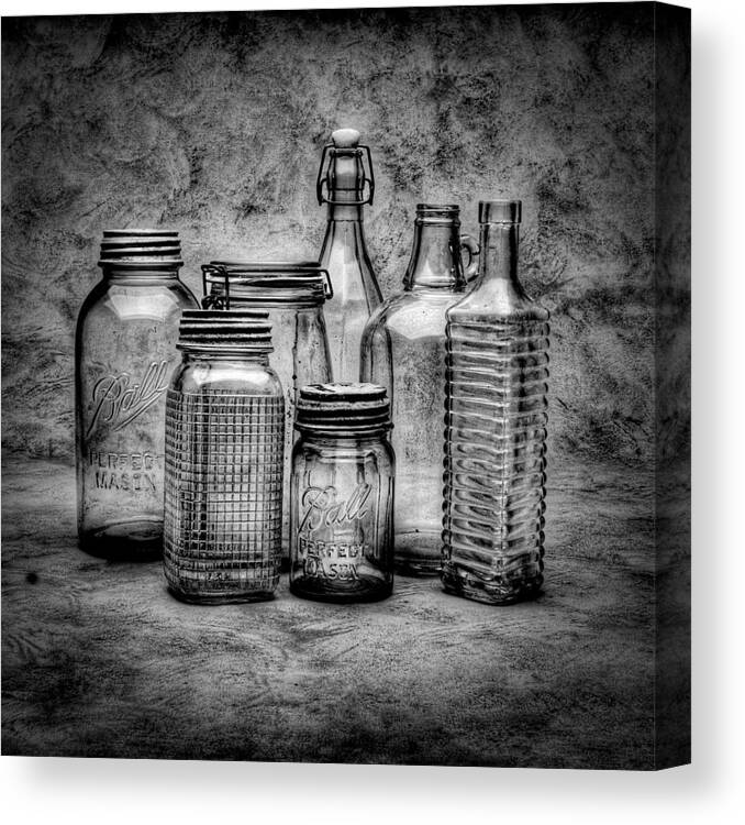 Bottles Canvas Print featuring the photograph Bottles by Timothy Bischoff