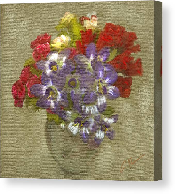 Flower Canvas Print featuring the painting Bouquet by Charlie Roman