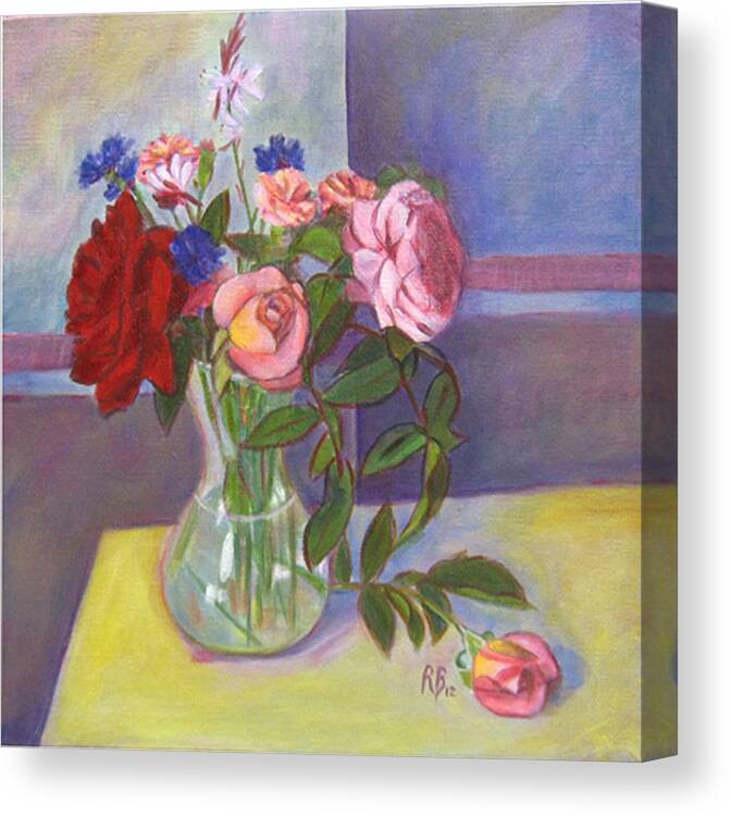 Bouquet Canvas Print featuring the painting Bouquet of flowers by Robie Benve