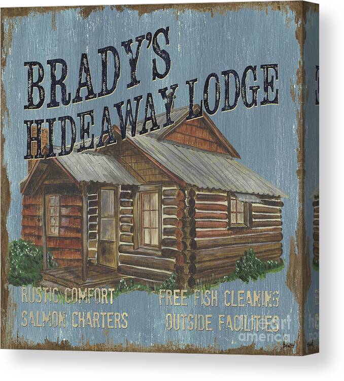 Lodge Canvas Print featuring the painting Brady's Hideaway by Debbie DeWitt