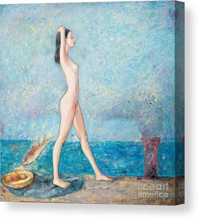 Portrait Canvas Print featuring the painting Bright Days by Shijun Munns