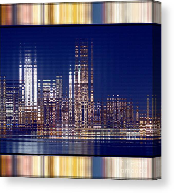 Manhattan Canvas Print featuring the digital art Bright Lights of the City by Beverly Claire Kaiya