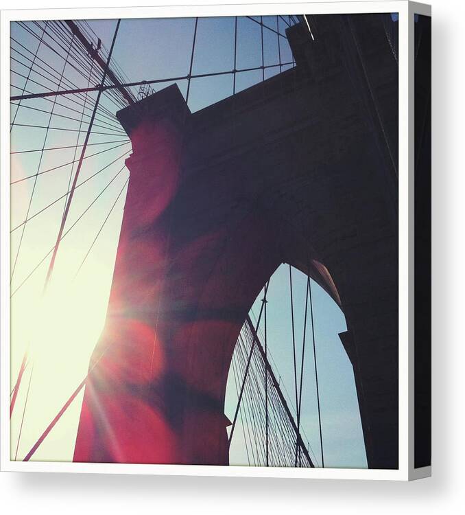 Arch Canvas Print featuring the photograph Brooklyn Bridge In Sunshine by Ixefra