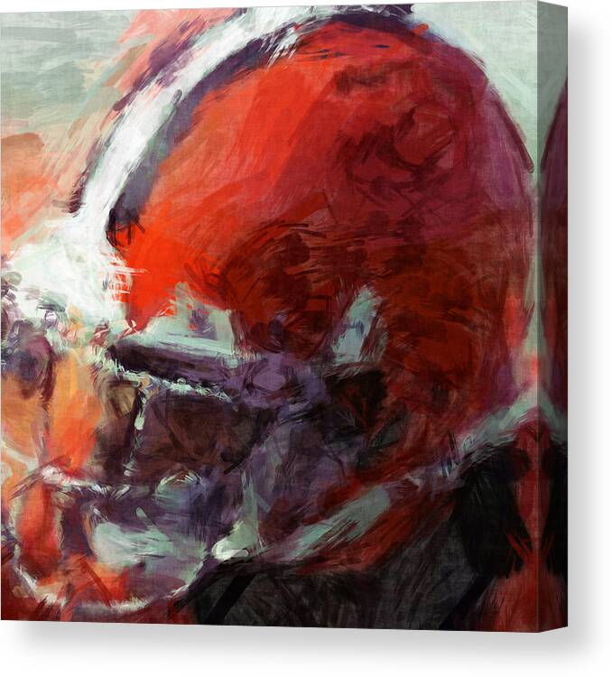 Cleveland Canvas Print featuring the digital art Browns Art Helmet Abstract by David G Paul