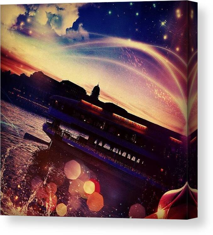Star Canvas Print featuring the photograph #budapest #sunset #sun #boat #lights by Luigino Bottega