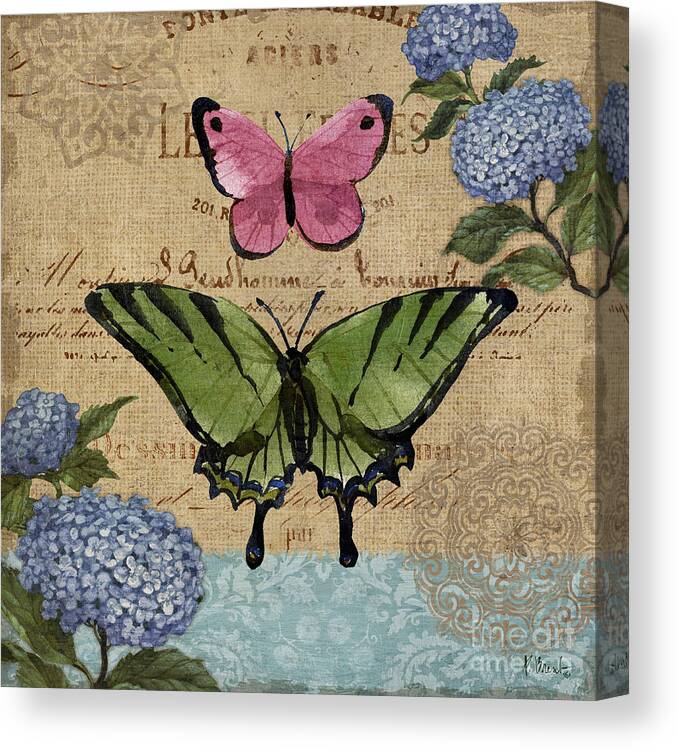 Burlap Canvas Print featuring the painting Burlap Butterflies I by Paul Brent