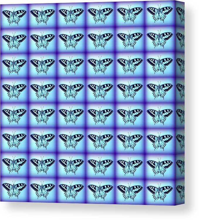 Butterflies Canvas Print featuring the digital art Butterflies In Blue by Cathy Jacobs