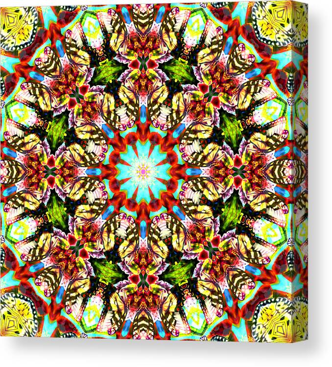 Kaleidoscope Canvas Print featuring the digital art Butterfly Ball No 4 by Charmaine Zoe