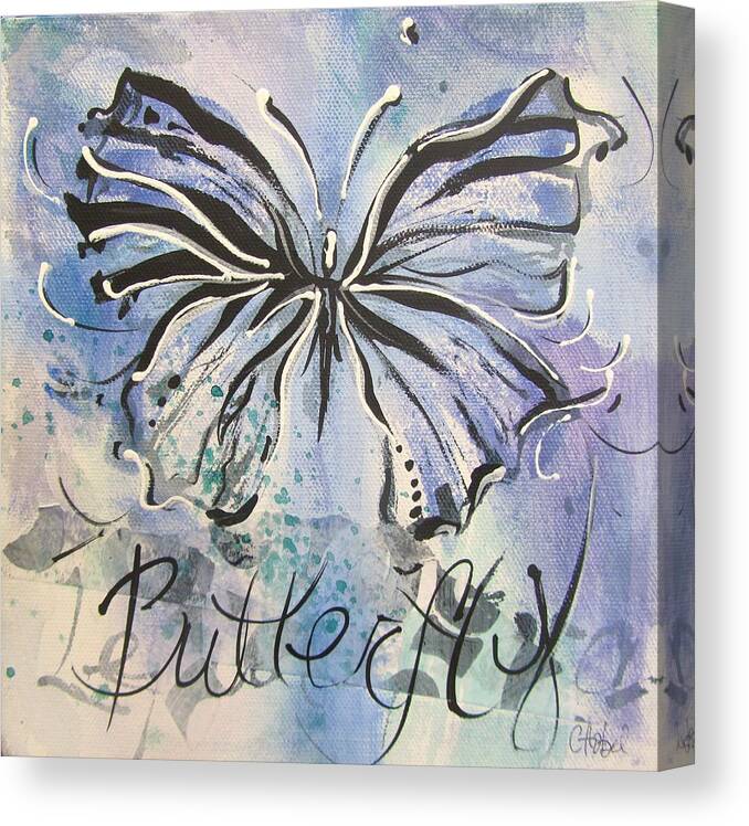 Butterfly Canvas Print featuring the painting Butterfly Mixed media painting by Chris Hobel