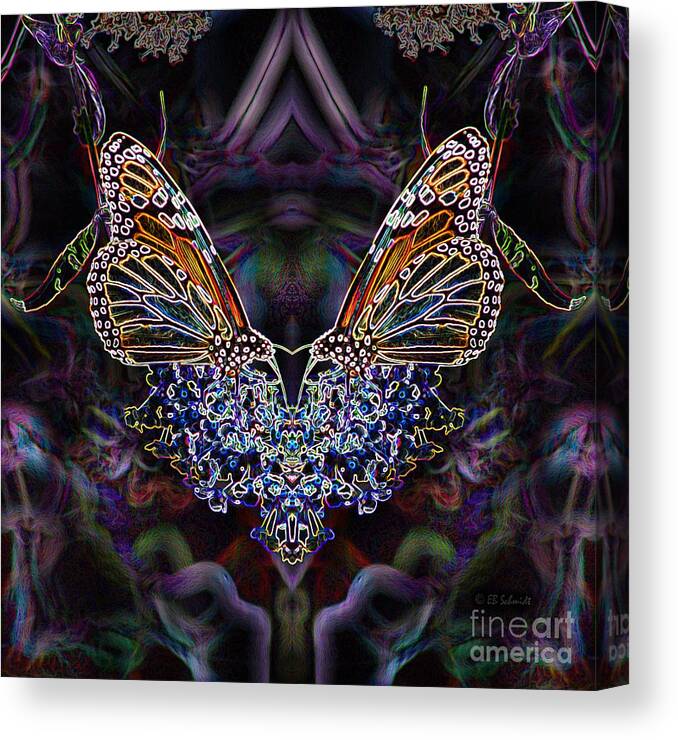Butterfly Garden Canvas Print featuring the digital art Butterfly Reflections 01 - Monarch by E B Schmidt