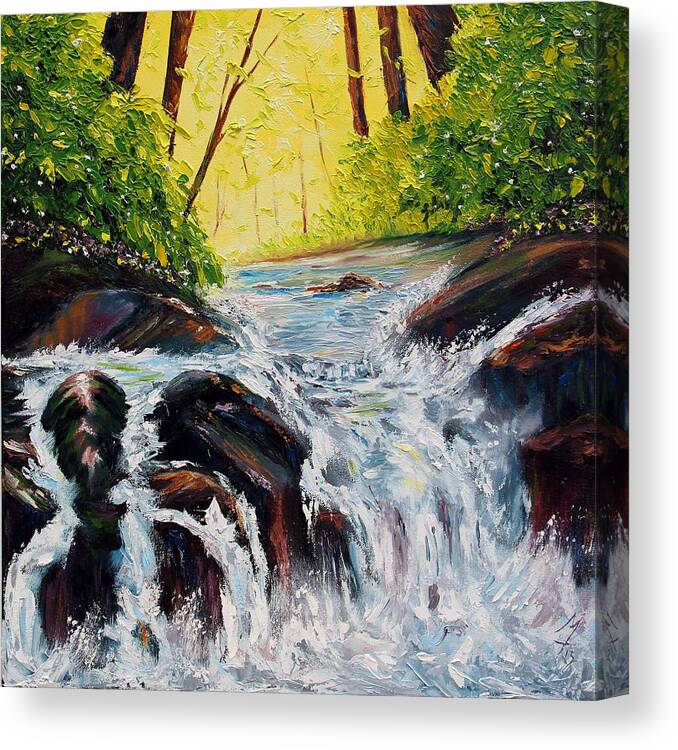 Nature Canvas Print featuring the painting By Flowing Waters by Meaghan Troup