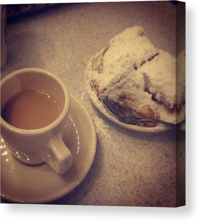 Coffee Canvas Print featuring the photograph Cafe Au Lait And Beignets At by Gary W Norman