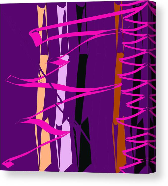 Doodle Canvas Print featuring the digital art Calligraphic Doodle with Pink by Mary Bedy