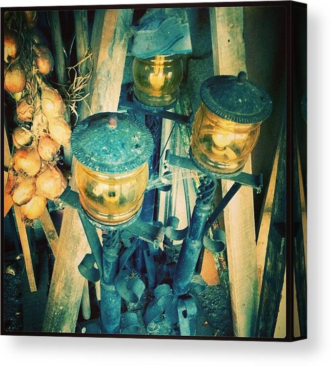 Cebolas Canvas Print featuring the photograph #candeeiros #lamps #antigo #vintage by Nelson Buica