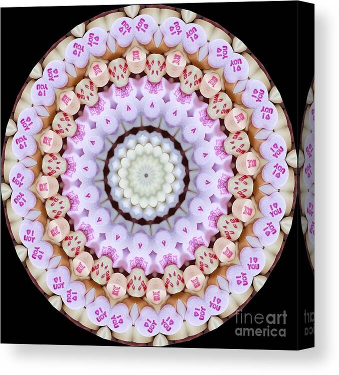 Kaleidoscope Canvas Print featuring the photograph Candy Heart Kaleidoscope by Patty Colabuono