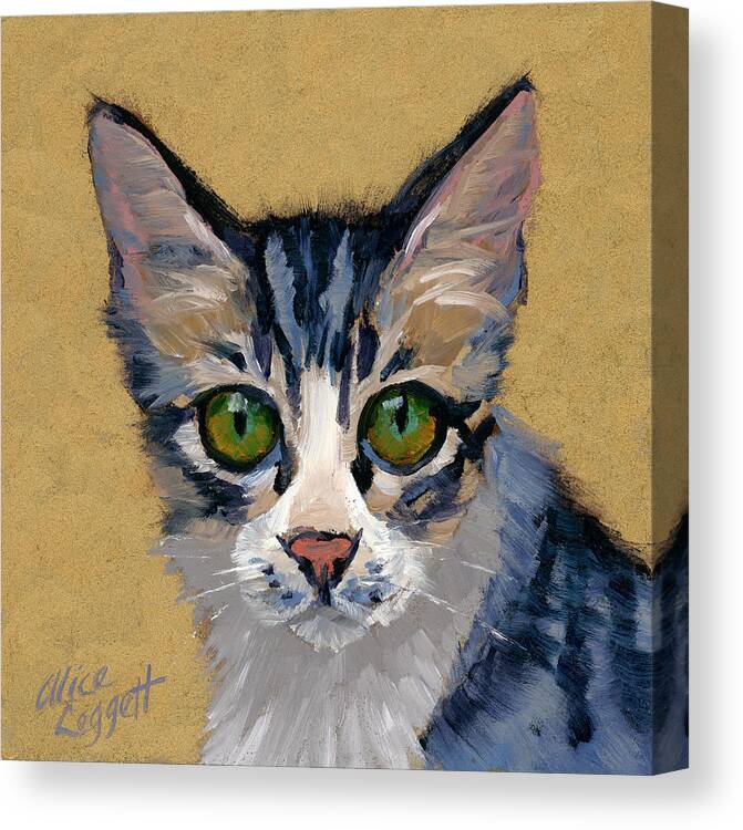 Cat Eyes Canvas Print featuring the painting Cat Eyes by Alice Leggett