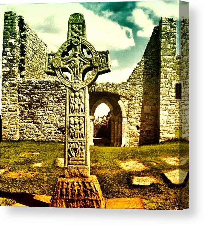 Irish Canvas Print featuring the photograph Celtic Cross - Ireland by Luisa Azzolini