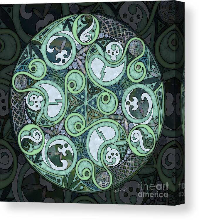 Abstract Art Canvas Print featuring the mixed media Celtic Stormy Sea Mandala by Kristen Fox