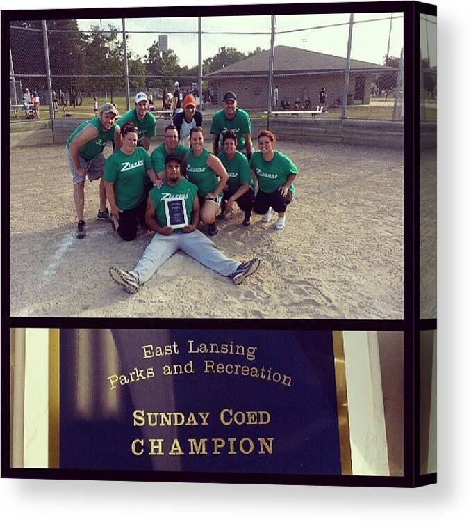 Love Canvas Print featuring the photograph Champs!!! #champs #softball #winners by Chloe Darnell