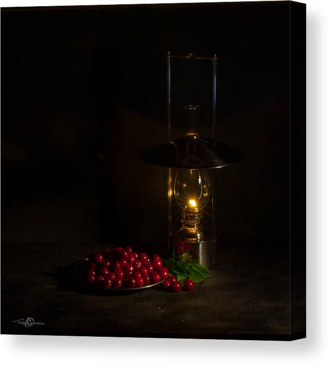 Cherries In The Night Canvas Print featuring the photograph Cherries in the night by Torbjorn Swenelius