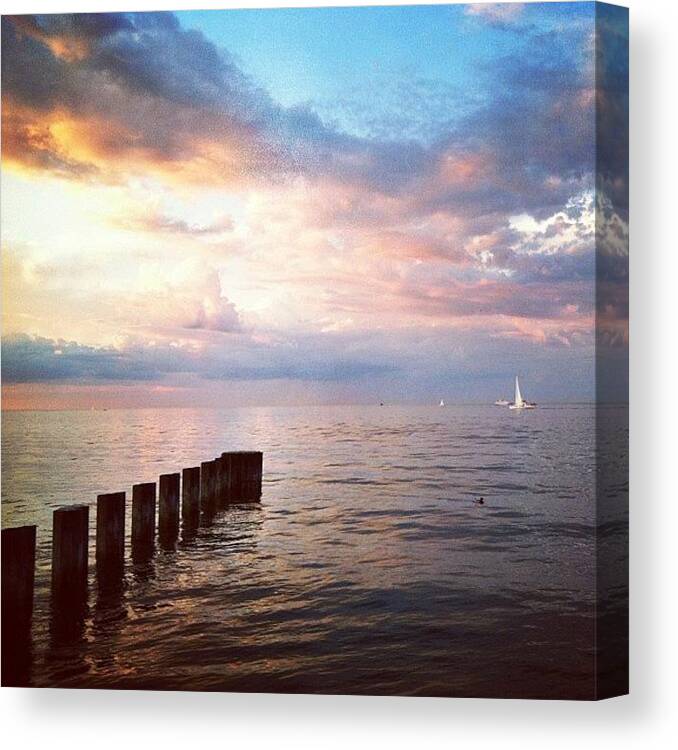 Pier Canvas Print featuring the photograph #chicago #sailboat #lake #michigan by Jennifer Gaida