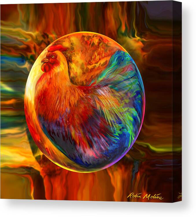  Chicken Canvas Print featuring the painting Chicken in the Round by Robin Moline