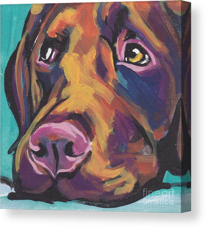 Labrador Retriever Canvas Print featuring the painting Choco Lab Love by Lea S