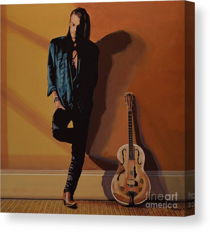 Chris Whitley Canvas Print featuring the painting Chris Whitley by Paul Meijering