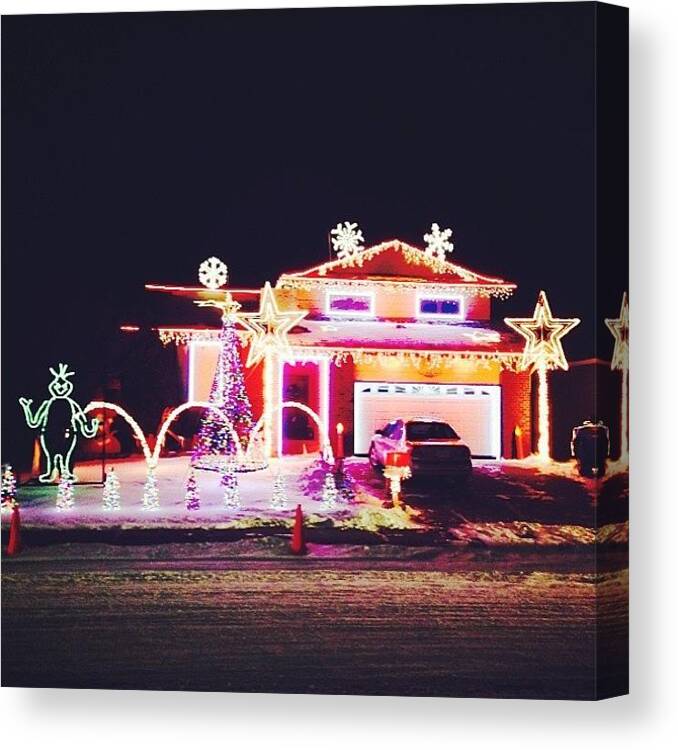 Canada Canvas Print featuring the photograph Christmas Lights Calgary #calgary by Avril O