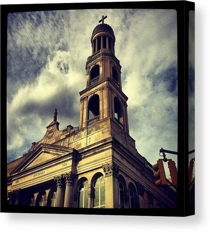 Westvillage Canvas Print featuring the photograph Church At Father Demo Square In by Arnab Mukherjee